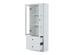 Vitrine com iluminação LED de 16 cores, 2 gavetas e 2 portas de vidro - Branco