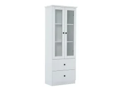 Vitrine com iluminação LED de 16 cores, 2 gavetas e 2 portas de vidro - Branco