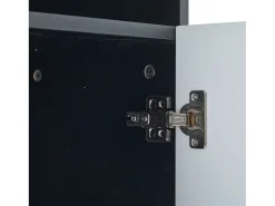 Vitrine com iluminação LED, 2 portas de vidro e 2 portas de madeira - Branco e preto