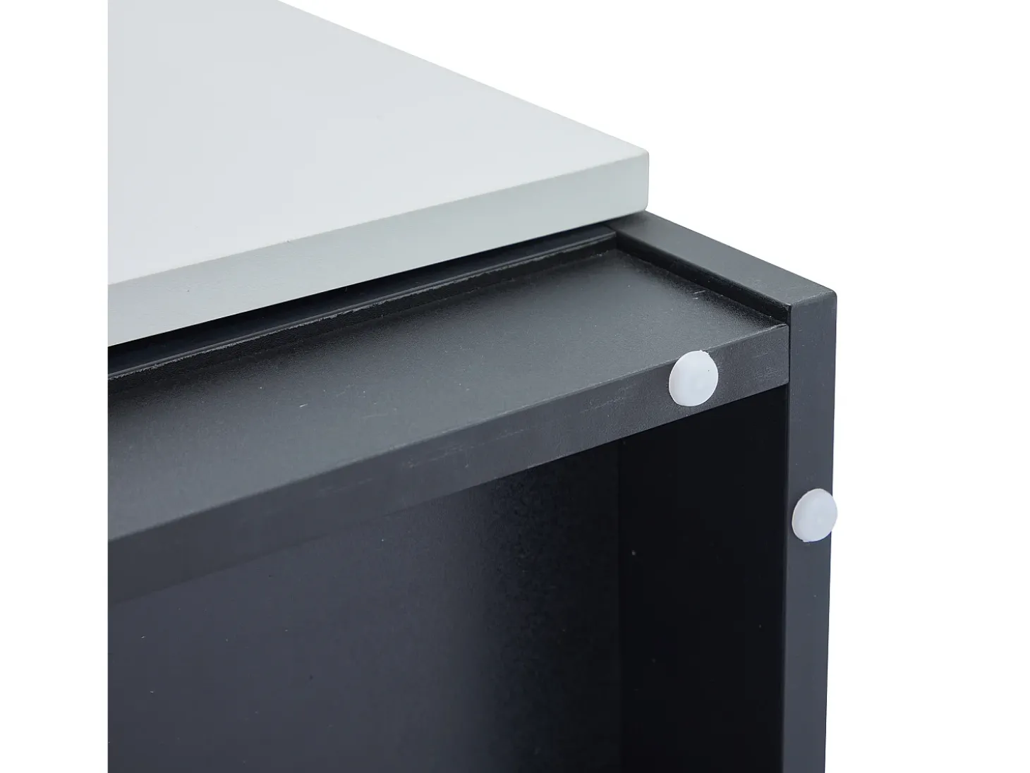 Vitrine com iluminação LED, 2 portas de vidro e 2 portas de madeira - Branco e preto