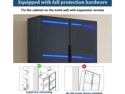Vitrine com LED - 4 Portas + 1 Nicho - Anti-Queda - Cor e Brilho Ajustável 80x30x200cm