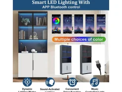 Vitrine com LED - 4 Portas + 1 Nicho - Anti-Queda - Cor e Brilho Ajustável 80x30x200cm