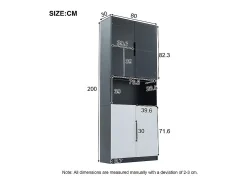 Vitrine com LED - 4 Portas + 1 Nicho - Anti-Queda - Cor e Brilho Ajustável 80x30x200cm