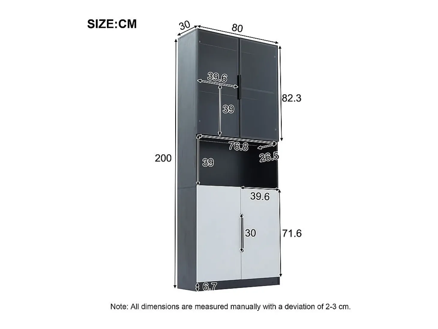 Vitrine com LED - 4 Portas + 1 Nicho - Anti-Queda - Cor e Brilho Ajustável 80x30x200cm