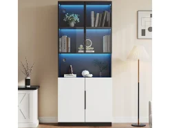 Vitrine com LED - 4 Portas + 1 Nicho - Anti-Queda - Cor e Brilho Ajustável 80x30x200cm
