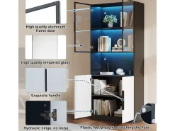 Vitrine com LED - 4 Portas + 1 Nicho - Anti-Queda - Cor e Brilho Ajustável 80x30x200cm