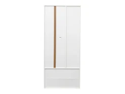 Vitrine com luzes LED de 16 cores, 2 gavetas e 2 portas, branca.