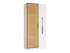 Vitrine com porta de vidro e LEDs - 70 x 40 x 160 cm - com prateleira lateral deslizante - MDF - branca