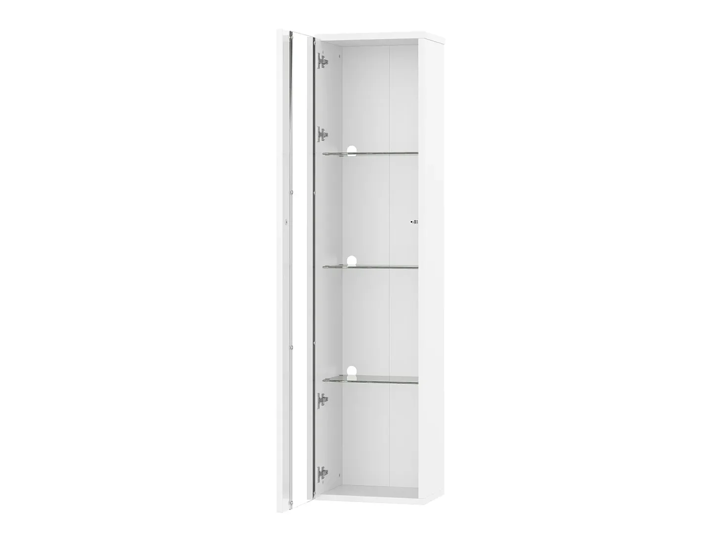 Vitrine com porta em acrílico e iluminação LED - prateleiras em vidro - Branco 40 x 29 x 170 cm
