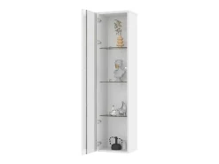 Vitrine com porta em acrílico e iluminação LED - prateleiras em vidro - Branco 40 x 29 x 170 cm
