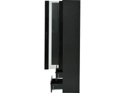 Vitrine com porta transparente - 60 x 35 x 182,5 cm - com LEDs + 2 portas + 2 gavetas - aglomerado - preto