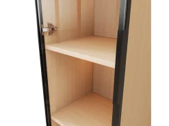 Vitrine con porta de vidro 40x40x165 cm - Iluminação LED - 1 porta de vidro temperado - Folheado de carvalho - MDF - Natural