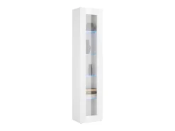 Vitrine Dcomi, Aparador com prateleiras de vidro, Móveis de sala multiuso com luz LED, 100% Fabricado na Itália, 40x30h180 cm, Branco brilhante