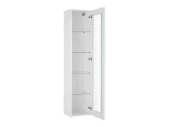 Vitrine Dcomi, Aparador com prateleiras de vidro, Móveis de sala multiuso com luz LED, 100% Fabricado na Itália, 40x30h180 cm, Branco brilhante