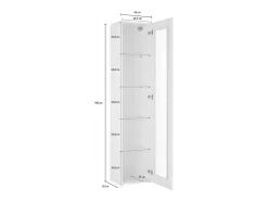 Vitrine Dcomi, Aparador com prateleiras de vidro, Móveis de sala multiuso com luz LED, 100% Fabricado na Itália, 40x30h180 cm, Branco brilhante
