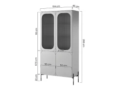 Vitrine de 2 portas com pé metálico bordô 104x200 cm