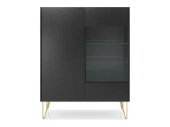 Vitrine de 2 portas em laminado preto com vidro 97x122 cm