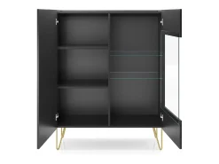 Vitrine de 2 portas em laminado preto com vidro 97x122 cm