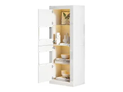 Vitrine de alto brilho - 61 x 42 x 162 cm - com LEDs + 1 prateleira de vidro - aglomerado - branco