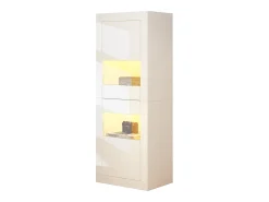 Vitrine de alto brilho - 61 x 42 x 162 cm - com LEDs + 1 prateleira de vidro - aglomerado - branco