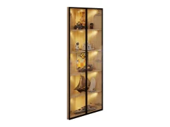 Vitrine de canto 62×35×160 cm - com iluminação LED - 2 portas de vidro - natural