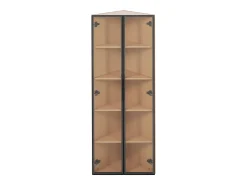 Vitrine de canto 62×35×160 cm - com iluminação LED - 2 portas de vidro - natural