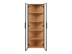 Vitrine de canto 62×35×160 cm - com iluminação LED - 2 portas de vidro - natural