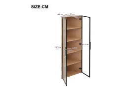 Vitrine de canto 62×35×160 cm - com iluminação LED - 2 portas de vidro - natural
