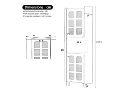 Vitrine de canto laqueada - 63,5 x 45 x 157,5 cm - com LEDs + 2 portas + prateleira - MDF - branca