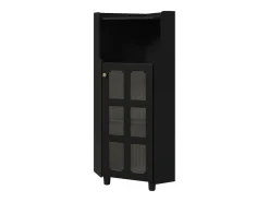 Vitrine de canto preta - Com iluminação LED e 2 portas de vidro