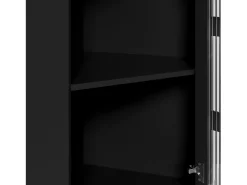 Vitrine de canto preta - Com iluminação LED e 2 portas de vidro
