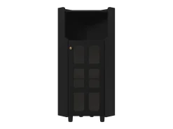 Vitrine de canto preta - Com iluminação LED e 2 portas de vidro