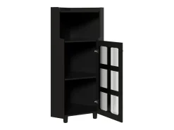 Vitrine de canto preta - Com iluminação LED e 2 portas de vidro