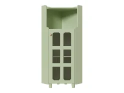 Vitrine de canto verde com iluminação LED e 2 portas de vidro - Madeira MDF
