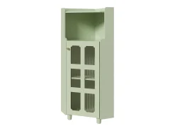 Vitrine de canto verde com iluminação LED e 2 portas de vidro - Madeira MDF