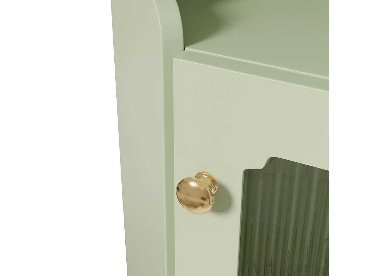 Vitrine de canto verde com iluminação LED e 2 portas de vidro - Madeira MDF