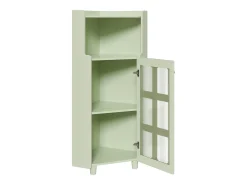 Vitrine de canto verde com iluminação LED e 2 portas de vidro - Madeira MDF