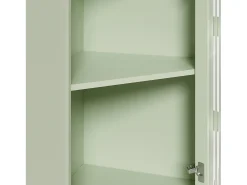 Vitrine de canto verde com iluminação LED e 2 portas de vidro - Madeira MDF