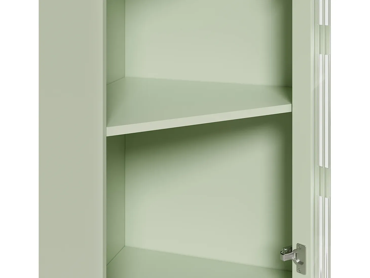 Vitrine de canto verde com iluminação LED e 2 portas de vidro - Madeira MDF