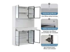 Vitrine de Parede - 12 Portas Vidro + 6 Gavetas - com LED RGB - Painel Partículas 240x36x200cm