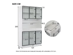 Vitrine de Parede - 12 Portas Vidro + 6 Gavetas - com LED RGB - Painel Partículas 240x36x200cm