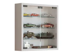 Vitrine de parede branca Mandosa S 40x40x10 cm, 2 portas em vidro de segurança ESG, estrutura em madeira, montagem segura na parede