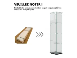 Vitrine de vidro – 5 prateleiras, portas duplas, vitrine para sala de estar