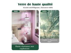 Vitrine de vidro – 5 prateleiras, portas duplas, vitrine para sala de estar