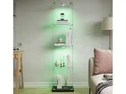 Vitrine de vidro – 5 prateleiras, portas duplas, vitrine para sala de estar