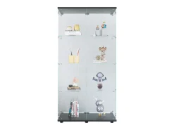 Vitrine de vidro – 4 prateleiras, 2 portas, vitrine independente, preta, 81x37x165 cm