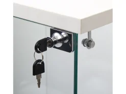 Vitrine de vidro - 3 prateleiras de vidro - com portas e fechadura - branca