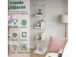 Vitrine de vidro – 5 prateleiras, portas duplas, vitrine para sala de estar