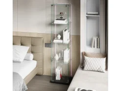 Vitrine de vidro – 5 prateleiras, portas duplas, vitrine para sala de estar
