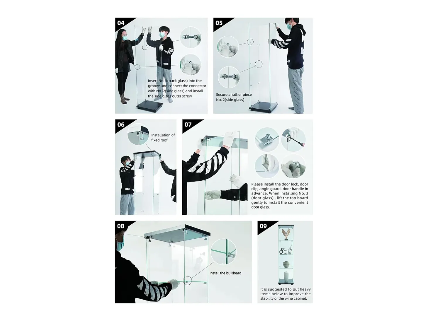 Vitrine de vidro 164 cm – 4 prateleiras, 1 porta com fechadura, Móvel de arrumação moderno, Branco